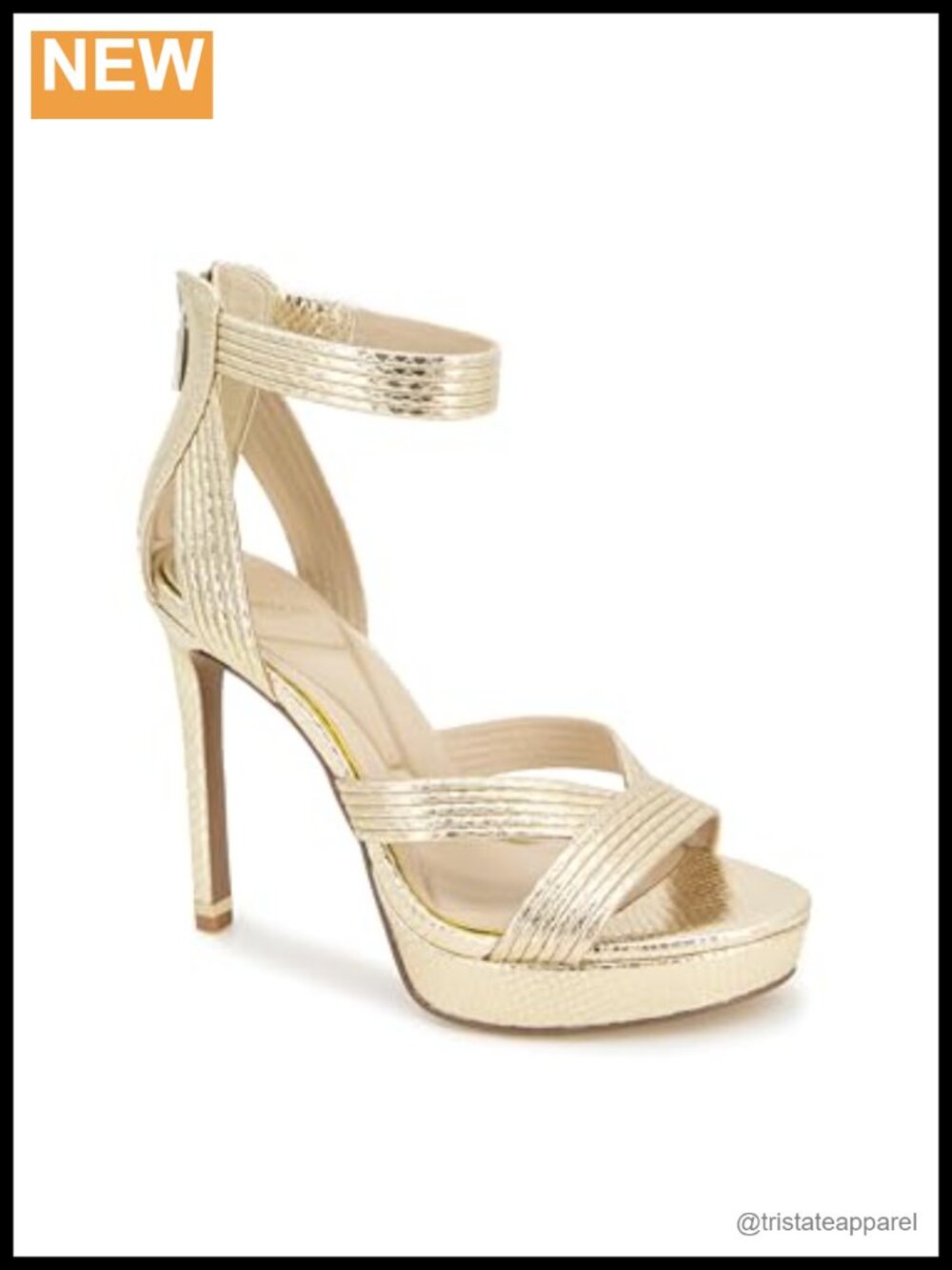 Platform Heeled Sandal With Back Zip, Faux Leather, Arch Support